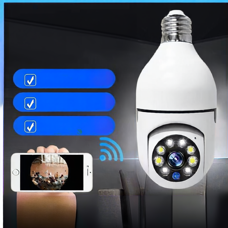 2-in-1 Light Bulb Security Camera – Full HD, Night Vision, Remote Access via App